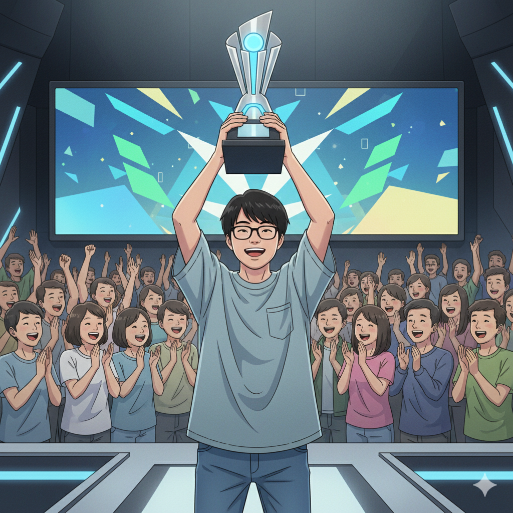 大会優勝、そして自信へ（Y君、塾長）